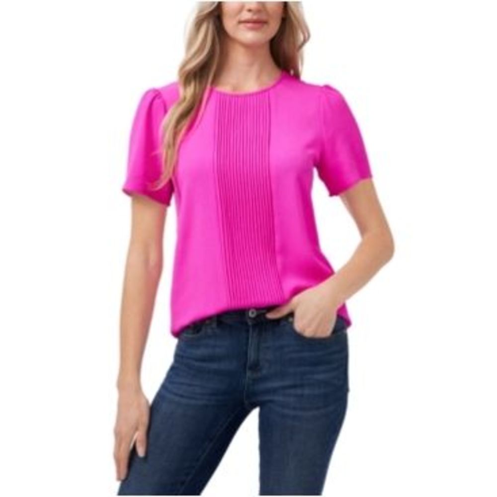 CeCe Pleat Front Top, magenta glow, Size Large